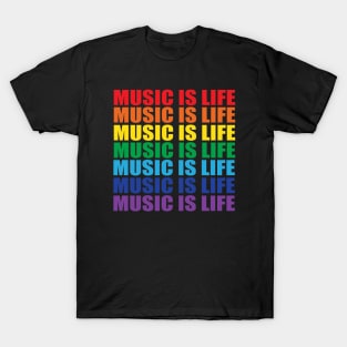 music is life typography repeat texts T-Shirt